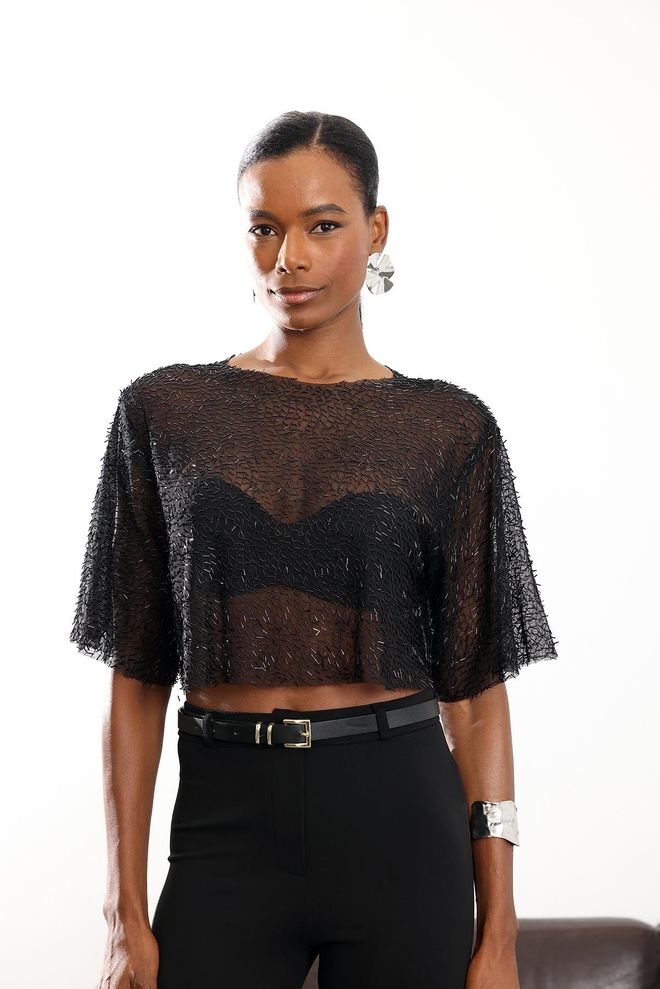 Cream Rouge Camicetta Glam Nera Abbigliamento all'ingrosso Casuale