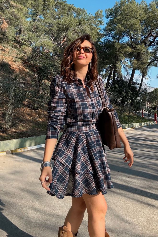 Cream Rouge Marineblau Kariert Lässige Culottes Hose Großhandelskleidung Lässig