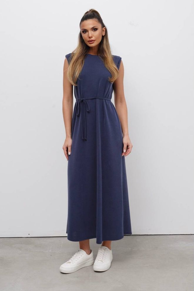 Cream Rouge Vestido Midi Azul Linha A Com Mangas Japonesas Roupas por atacado Modesto