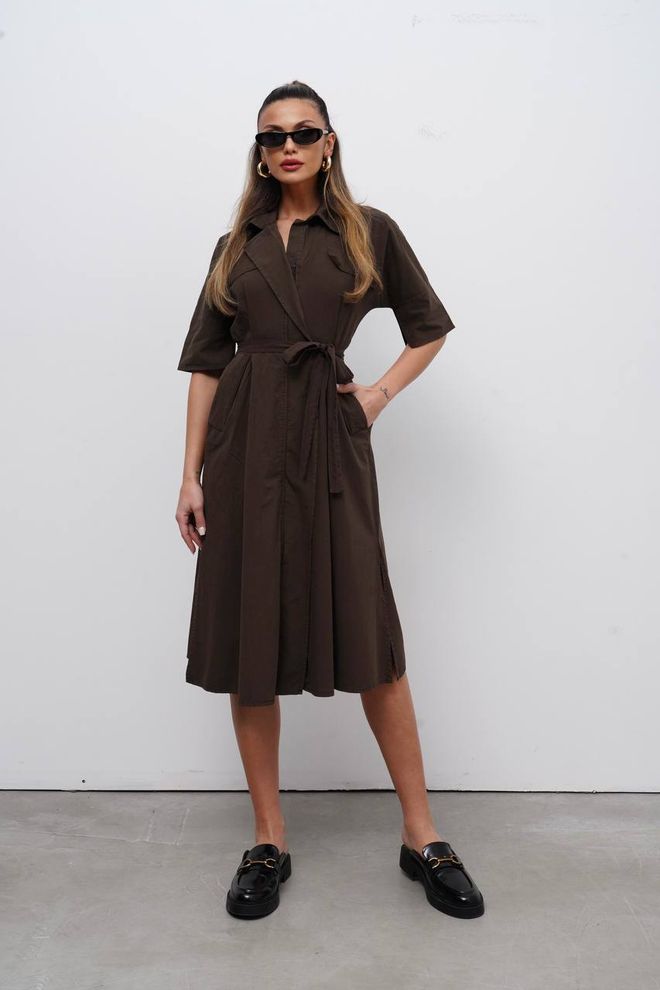 Cream Rouge Brown Casual Elegant Formal Shirt Dress Wholesale Clothing Casual
