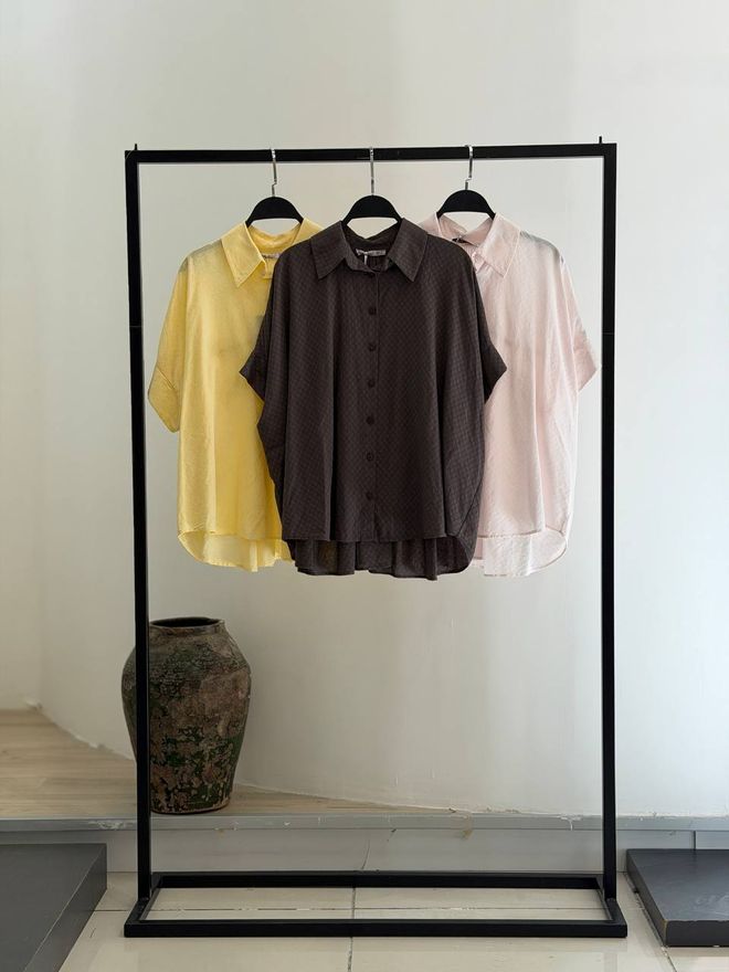 Cream Rouge Желтая Клетчатая Рубашка На Пуговицах С Зубчатым Вырезом Оптовая продажа одежды Повседневный