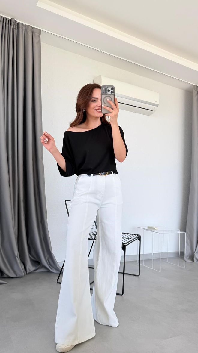 Cream Rouge White Elegant Palazzo Pants Wholesale Clothing Casual