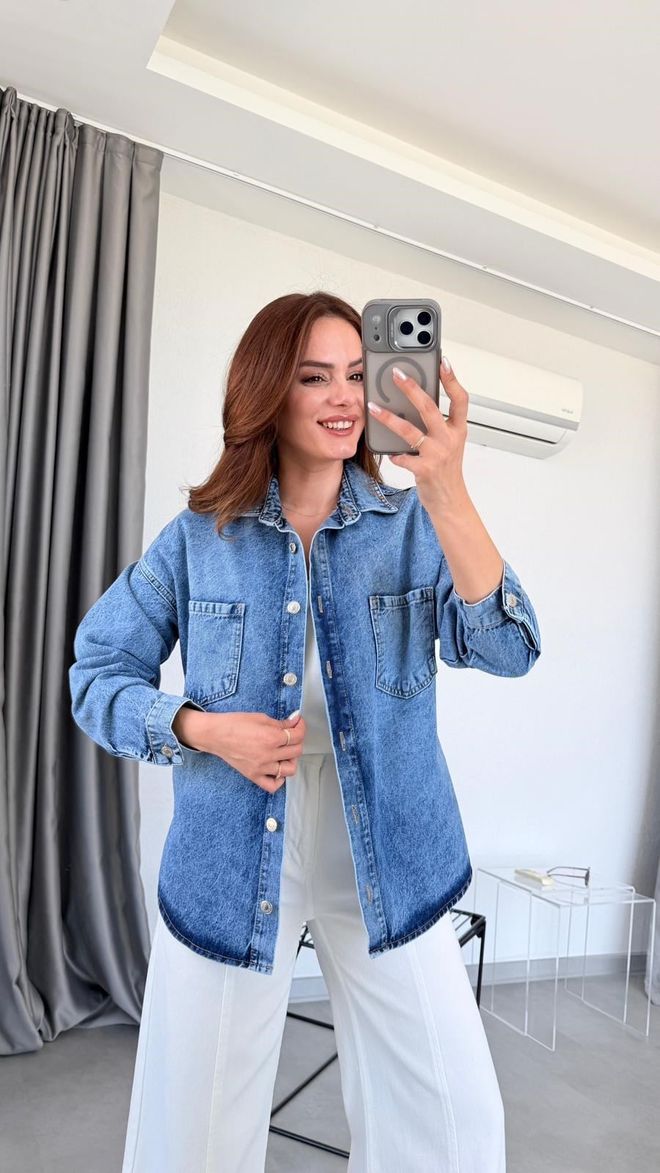 Cream Rouge Modra Ležerna Ulična Oblačila Bluza Z Zarezanim Vratom Oblačila na debelo Ležerno