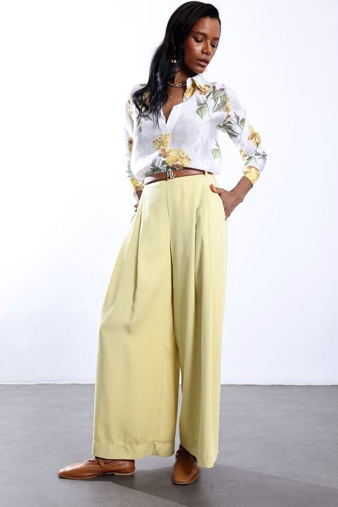 Cream Rouge Bej Zarif Resmi Geniş Paça Palazzo Pantolon Toptan Giyim Gündelik