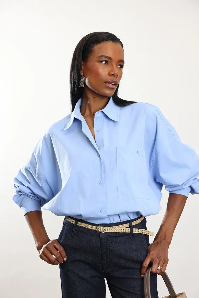 Cream Rouge Μπλε Ασύμμετρη Μίνι Φούστα Με Κουμπιά Χονδρικό εμπόριο ενδυμάτων 1