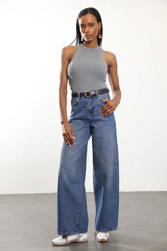 Cream Rouge 32 0001 Tanktop Mit Rippmuster Großhandelskleidung 2