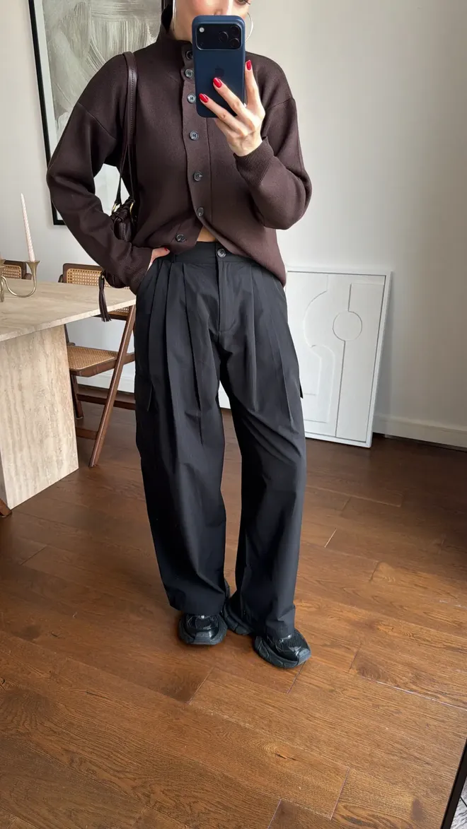 Cream Rouge Black Casual Wide Leg Cargo Pants Wholesale Clothing Casual