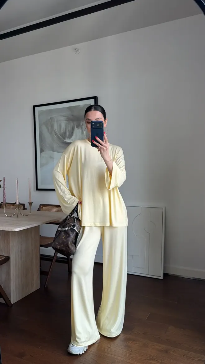 Cream Rouge Yellow Oversized Fit Casual Suit Wholesale Clothing Modest