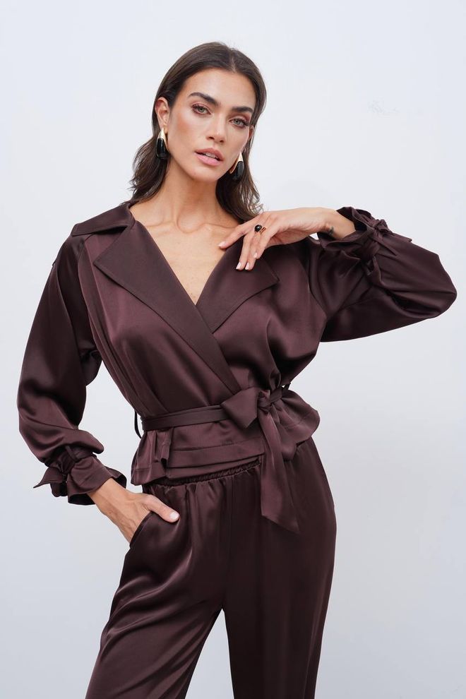 Cream Rouge Claret Red Elegant Wrapover Jacket Wholesale Clothing Sexy