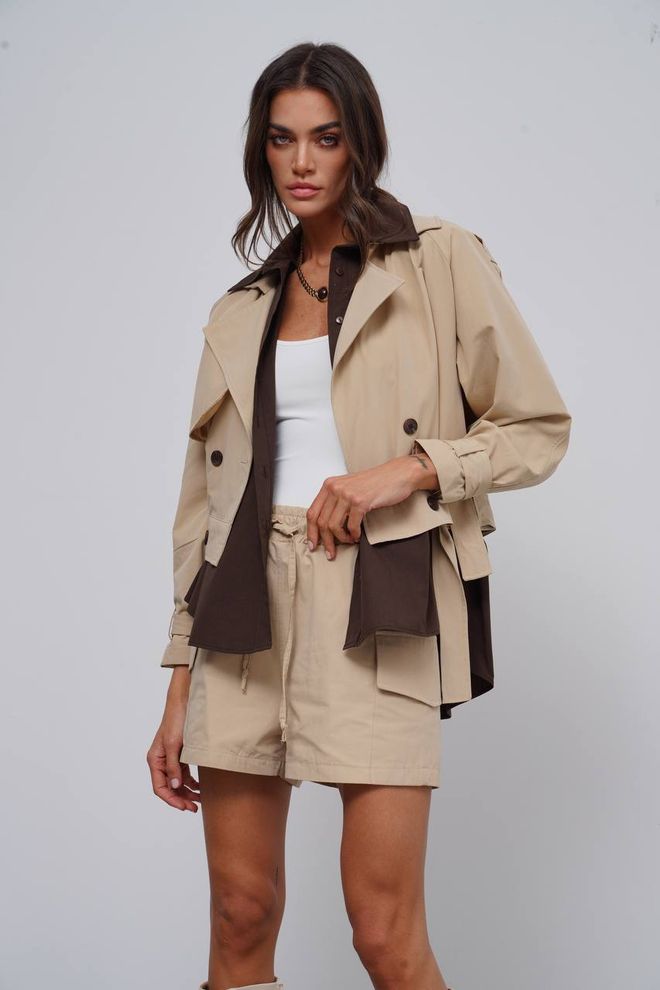 Cream Rouge Beige Casual Suit With Flap Pockets Wholesale Clothing Casual