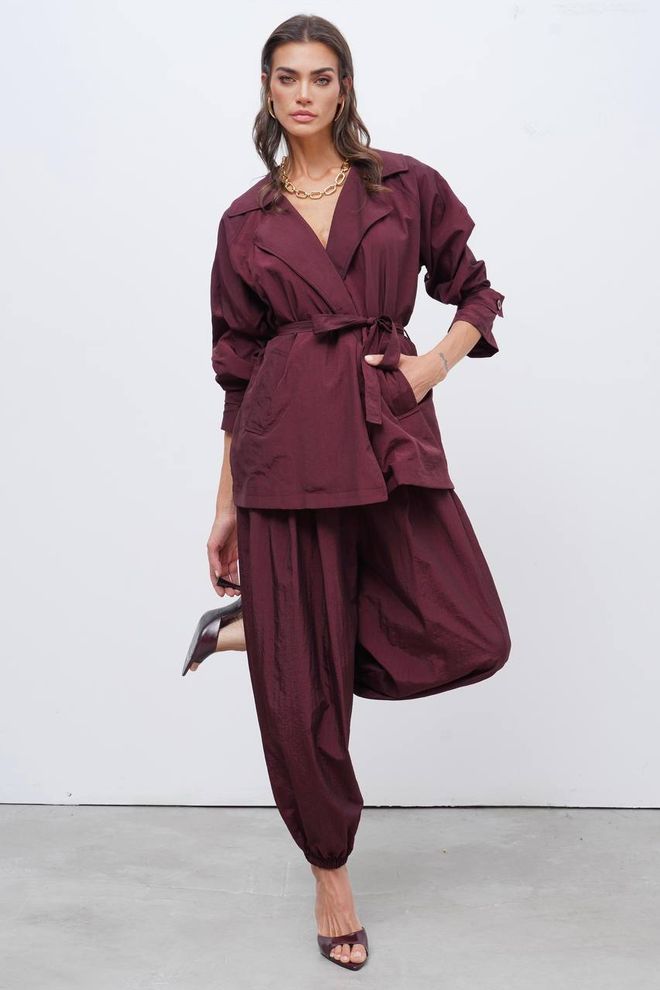 Cream Rouge Claret Red Parachute Balloon Leg Pants Wholesale Clothing Work