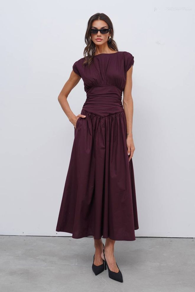 Cream Rouge Rochie Roșu Bordo Elegant Fit & Flare Îmbrăcăminte cu ridicata Vintage