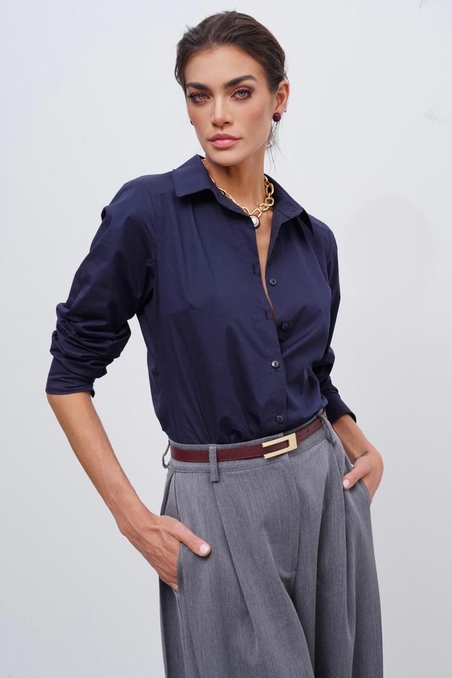 Cream Rouge قميص رسمي أنيق بالأزرق الداكن ملابس بالجملة غير رسمي