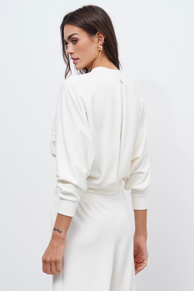 Cream Rouge White Casual Sport Modest Blouse Wholesale Clothing Lounge