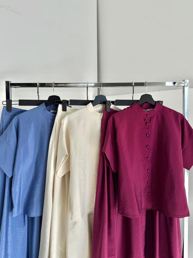 Cream Rouge Plava Elegantna Casual Bluza S Šal Ovratnikom Veleprodaja odjeće Skroman