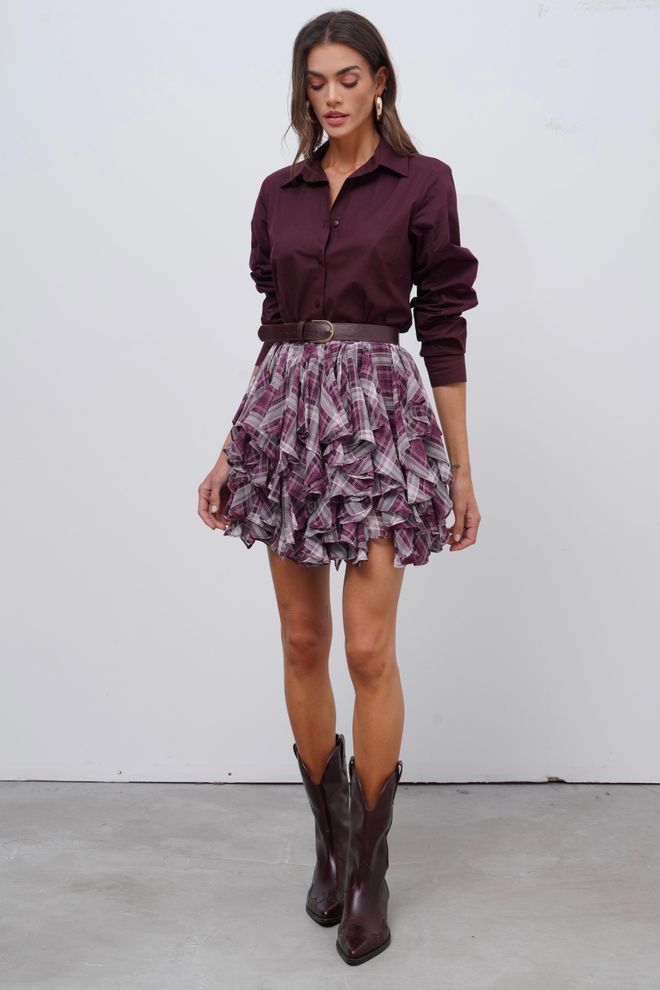 Cream Rouge Claret Red Shirt Casual Preppy Elegant Style Wholesale Clothing 1