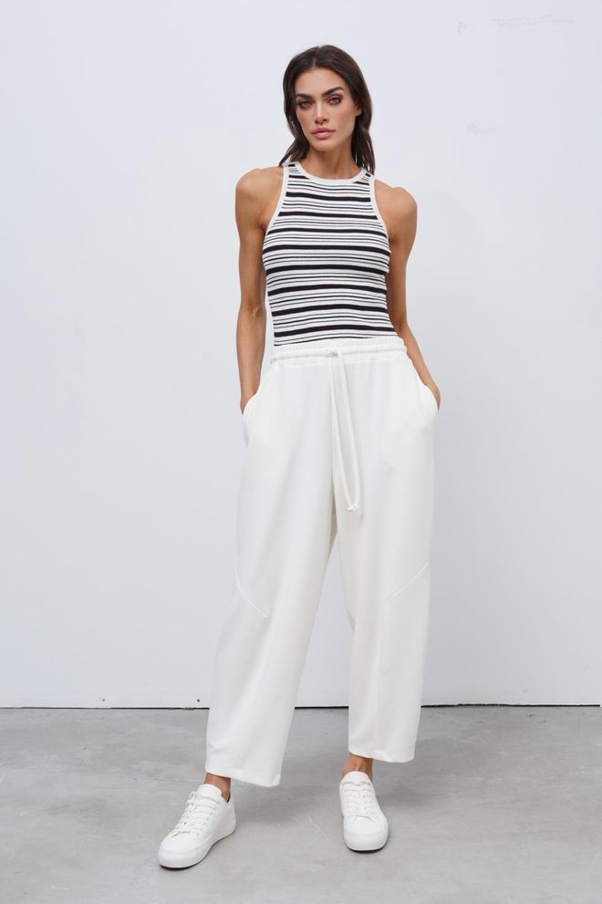 Cream Rouge Pantalón Palazzo Blanco Casual Deportivo Ropa al por mayor Casual