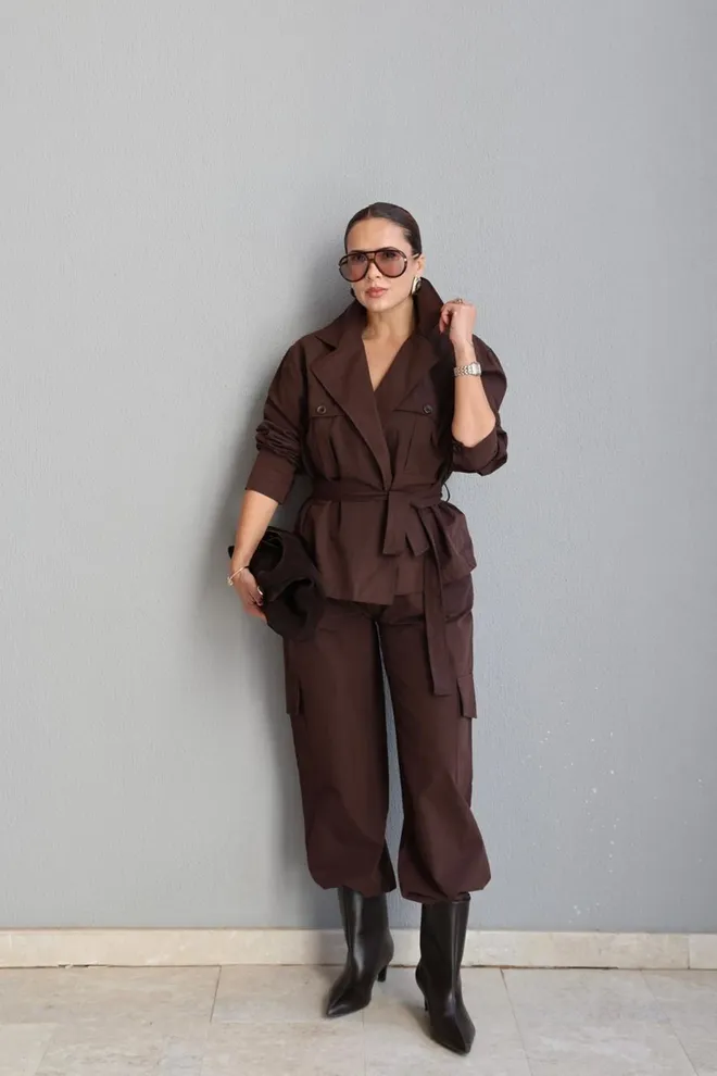 Cream Rouge Castanho Blazer Single Breasted Elegante Jaqueta Roupas por atacado Casual