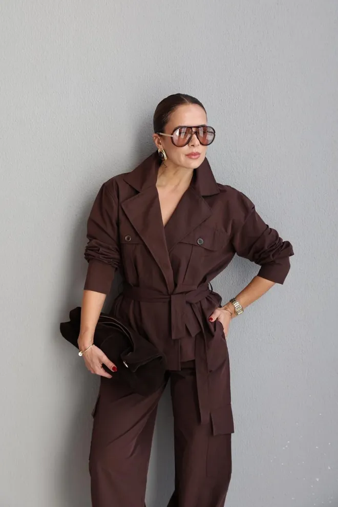 Cream Rouge Brown Elegant Single Breasted Blazer Jacket Wholesale Clothing Formal