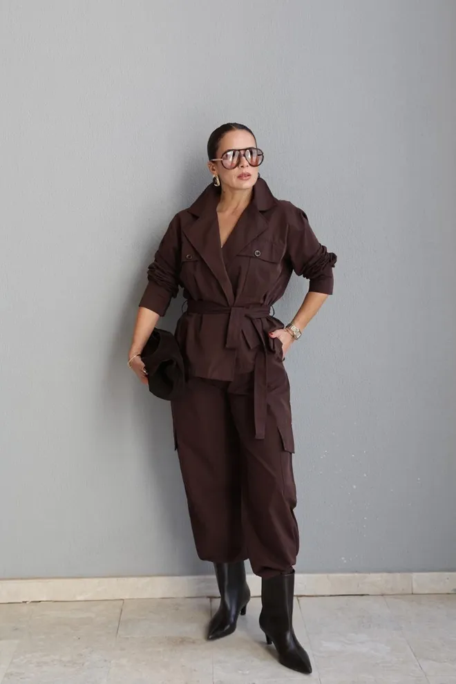 Cream Rouge Brown Elegant Single Breasted Blazer Jacket Wholesale Clothing 5