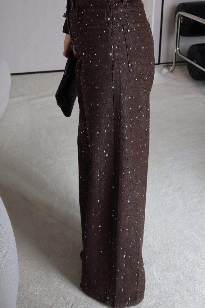 Cream Rouge Brown Elegant Wide Leg Palazzo Pants Wholesale Clothing Work