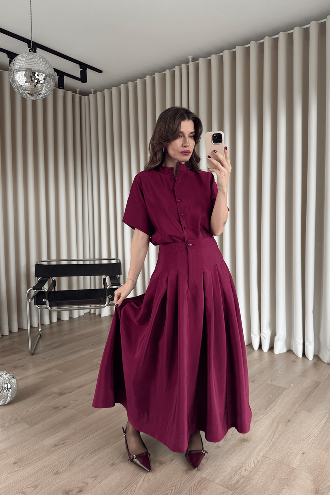 Cream Rouge Синя Елегантна Ежедневна Блуза С Шал Яка Дрехи на едро Лято