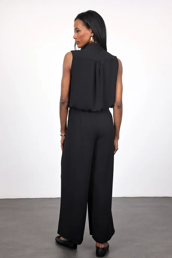 Cream Rouge Black Palazzo Pants Wide Leg High Waist Wholesale Clothing Work