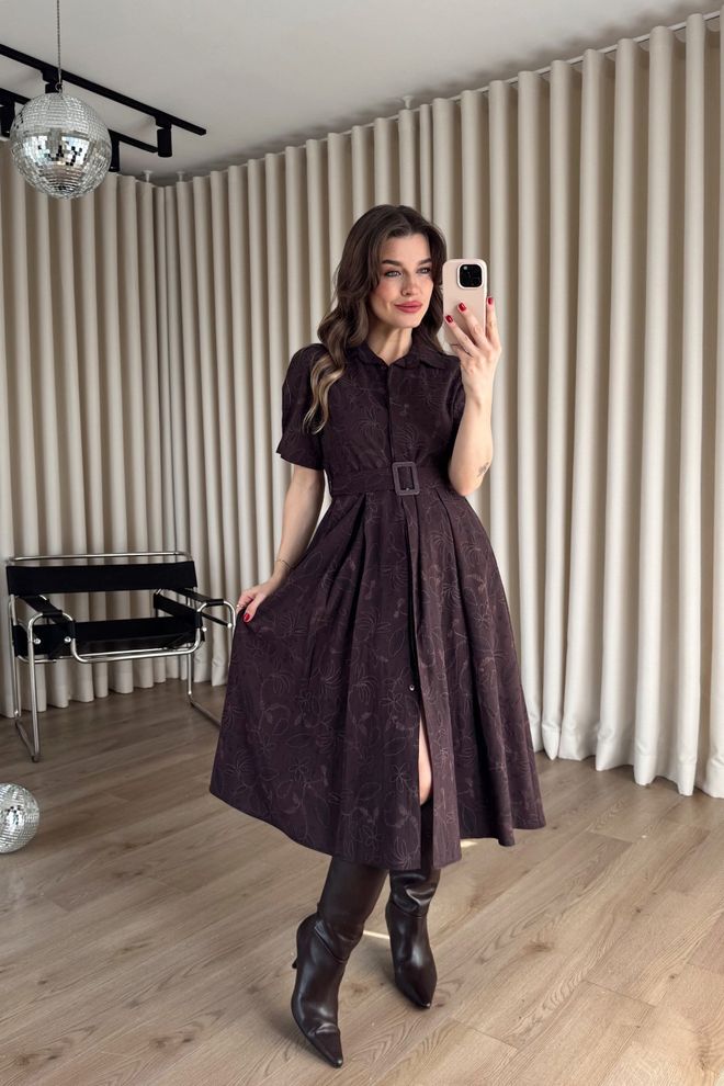 Cream Rouge Vestido Camisa Midi Floral Vermelho Clarete Elegante Roupas por atacado Casual