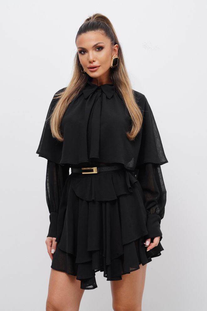 Cream Rouge قميص بولو بأزرار وأكمام طويلة باللون الأسود أنيق ملابس بالجملة كوكتيل