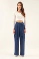 A wholesale clothing model wears 44074-trousers-indigo, Turkish wholesale  of 