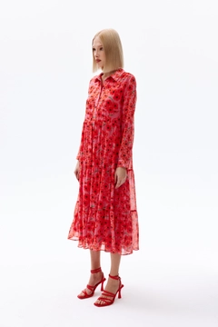 Модел на дрехи на едро носи 44139 - Dress - Pink, турски едро рокля на Cream Rouge