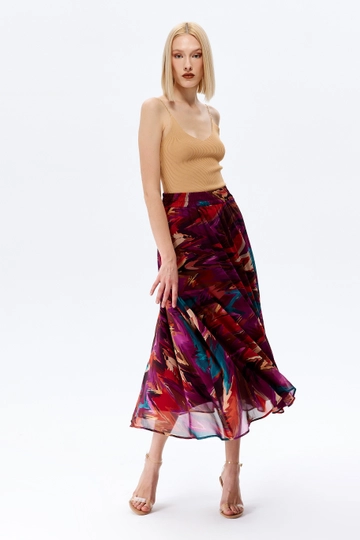 A wholesale clothing model wears  Skirt - Orange
, Turkish wholesale Skirt of Cream Rouge