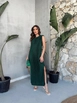 Una modella di abbigliamento all'ingrosso indossa cro10259-dress-emerald-green, vendita all'ingrosso turca di  di 