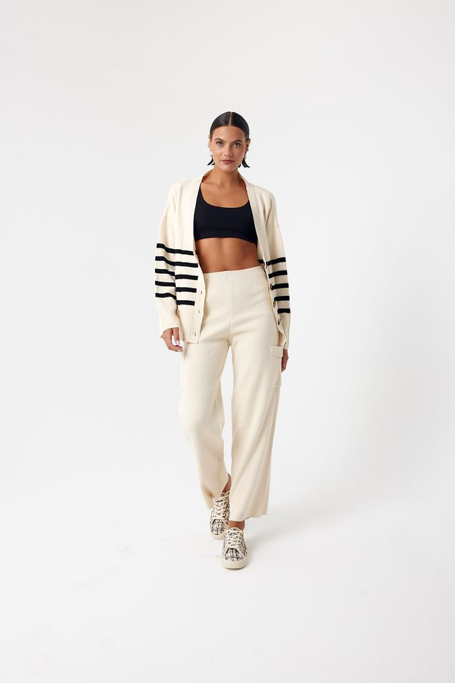 Cream Rouge Мерцеризоване Панталоне Са Џеповима Боја Камена Велепродаја одеће Неформалан