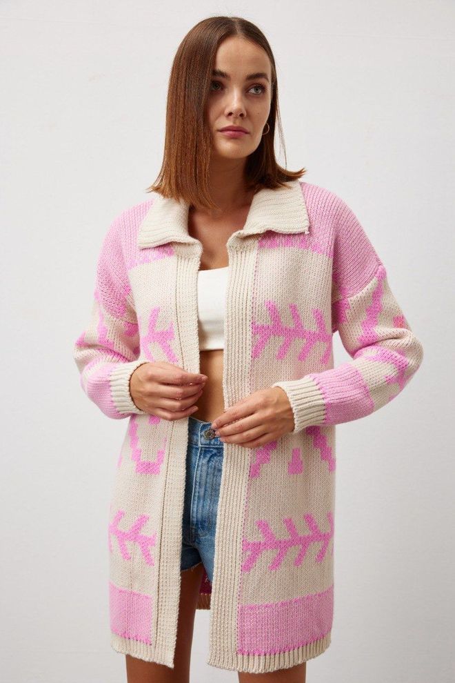 Cream Rouge Cárdigan De Punto Estampado Piedra Y Rosa Ropa al por mayor Casual