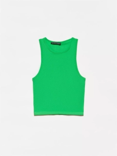 A wholesale clothing model wears 15630 - Bustier - Light Green, Turkish wholesale Bustier of Ilia