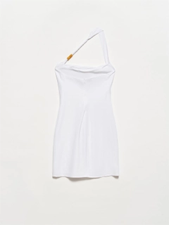 Ένα μοντέλο χονδρικής πώλησης ρούχων φοράει 17397 - Dress - White, τούρκικο Φόρεμα χονδρικής πώλησης από Dilvin