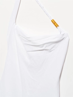 Una modella di abbigliamento all'ingrosso indossa 17397 - Dress - White, vendita all'ingrosso turca di Vestito di Dilvin