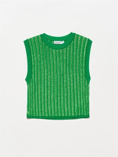 Um modelo de roupas no atacado usa 19761 - Sweater - Green, atacado turco Suéter de Ilia