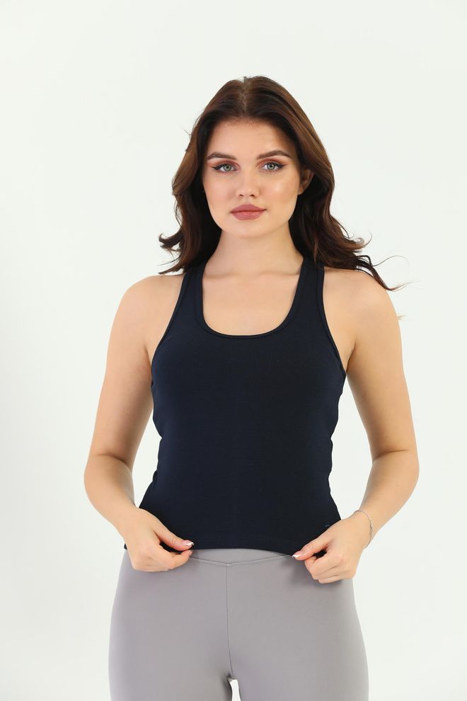 EDELLE Camiseta Sin Mangas Edelle Ribana Azul Marino Con Tirantes Cruzados Para Mujer Ropa al por mayor 0