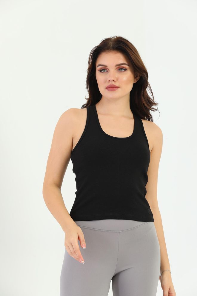 EDELLE Camiseta Sin Mangas Edelle Ribana Negra Con Tirantes Cruzados Para Mujer Ropa al por mayor 0