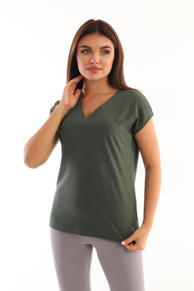 EDELLE T shirt Da Donna Edelle Basic Con Scollo A V Verde Abbigliamento all'ingrosso Casuale