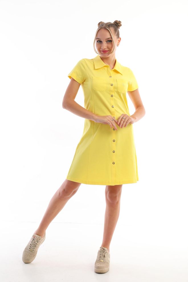 EDELLE فستان إيديل يلو بايك بأزرار كاجوال ملابس بالجملة عيد ميلاد