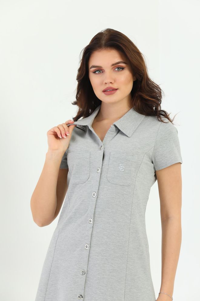 EDELLE Vestido Casual Com Botões Pike Roupas por atacado Algodão