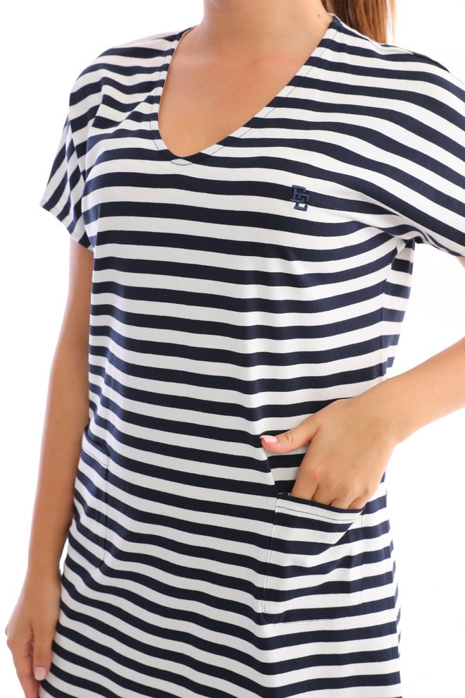 EDELLE Striped Short Sleeve Pocket Dress Wholesale Clothing Casual