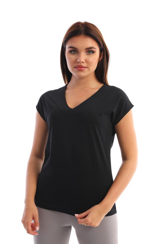 EDELLE T shirt Da Donna Edelle Basic Con Scollo A V Nera Abbigliamento all'ingrosso Casuale