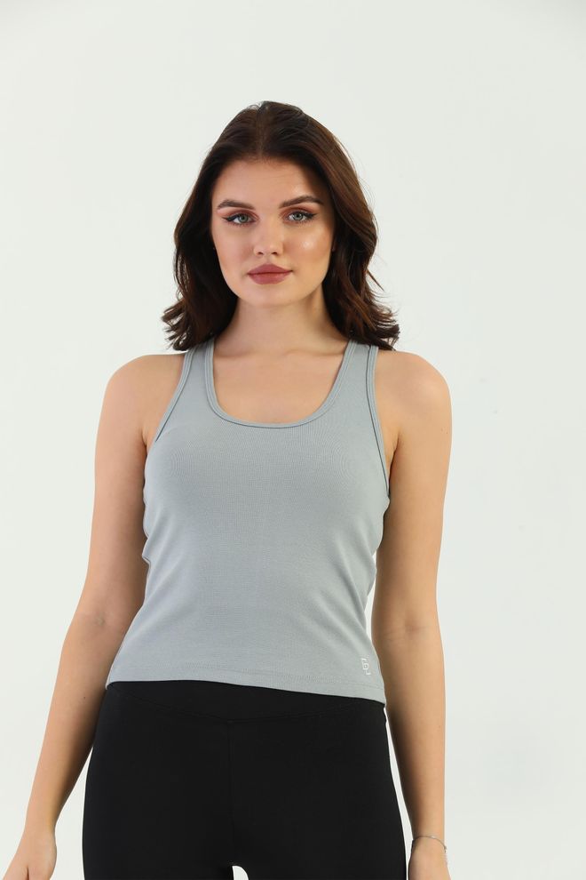 EDELLE Camiseta Sin Mangas Ribana Gris Edelle Con Tirantes Cruzados Para Mujer Ropa al por mayor 0