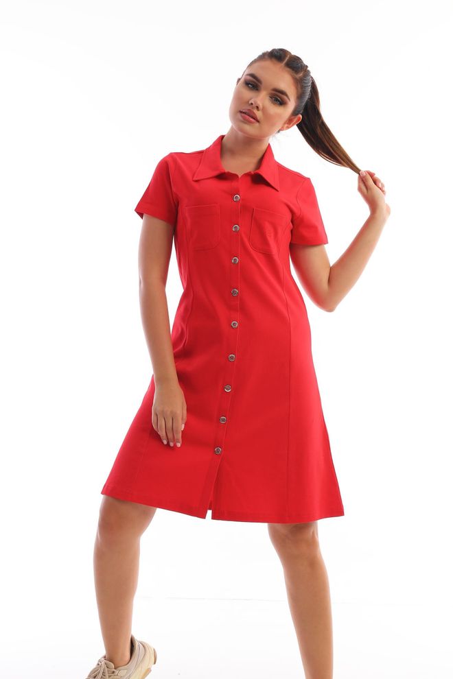 EDELLE فستان إيديل ريد بايك بأزرار كاجوال ملابس بالجملة ربيع