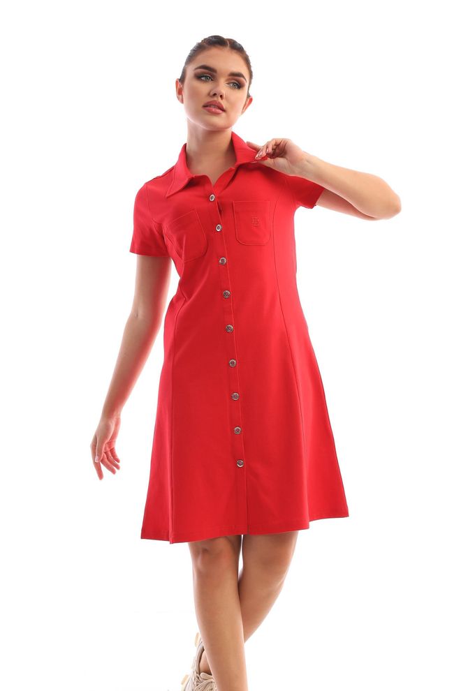 EDELLE فستان إيديل ريد بايك بأزرار كاجوال ملابس بالجملة عيد ميلاد