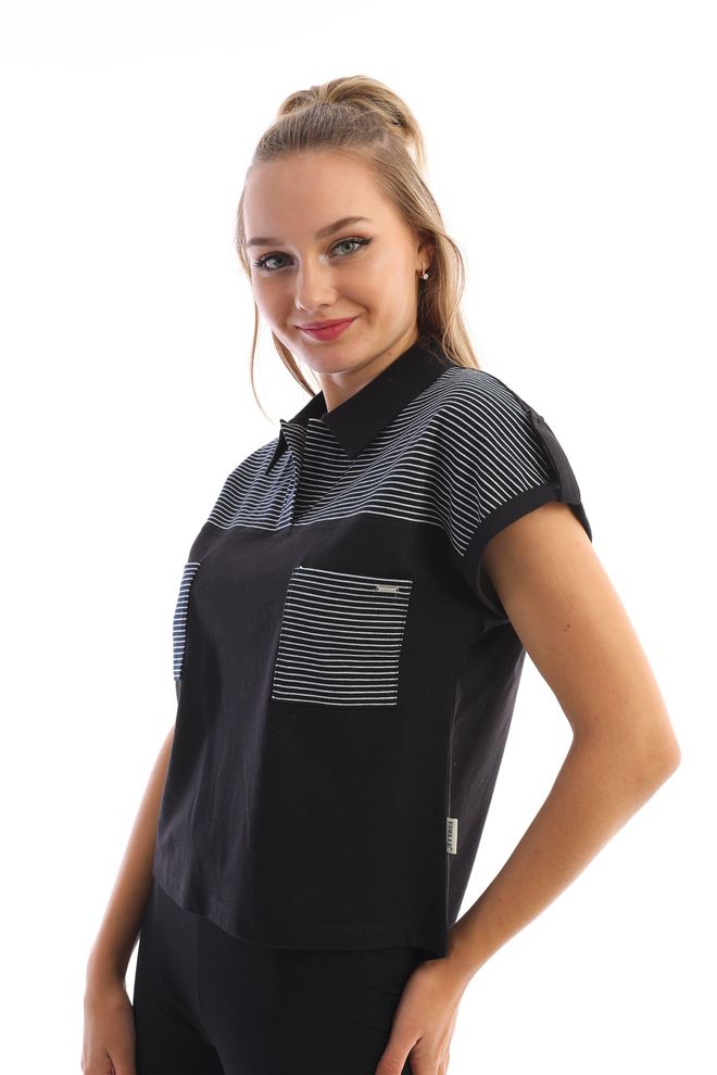 EDELLE T shirt Da Donna Con Scollo A Polo E Tasca Dettagliata Abbigliamento all'ingrosso Casuale